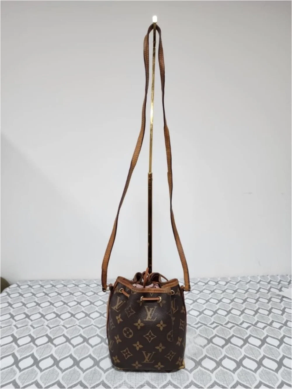 Authentic LOUIS VUITTON Mini Monogram Nano Noe Bucket Bag Brown